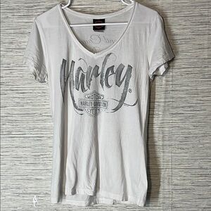 Harley-Davidson Women’s White V-Neck Tee – Bellemont, AZ – Size M (773)